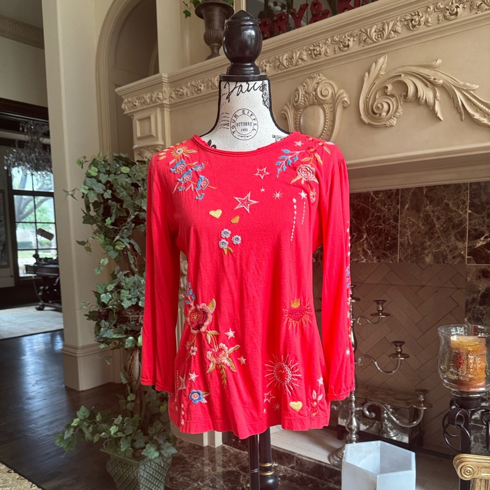 Johnny Was Long Sleeve Embroidered Shirt Small